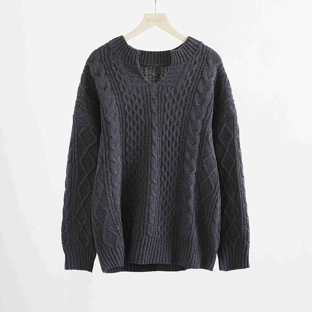 Velova™ | Lässiger Pullover mit langen Ärmeln und V-Ausschnitt, einfarbig