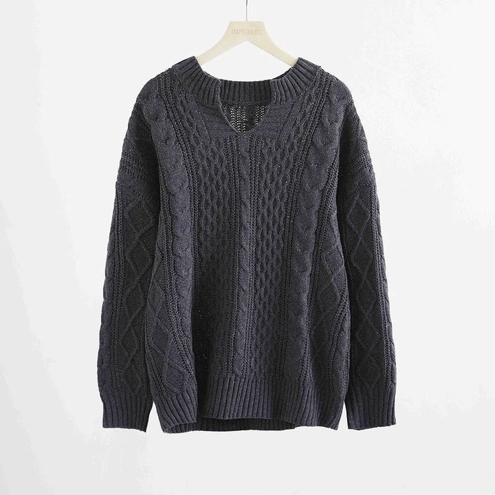 Velova™ | Lässiger Pullover mit langen Ärmeln und V-Ausschnitt, einfarbig