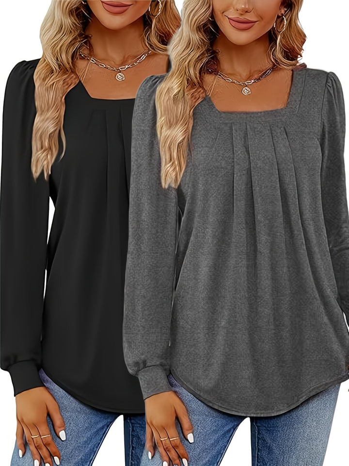 Cryova™ | Elegante Bluse mit Quadrat-Ausschnitt und Falten