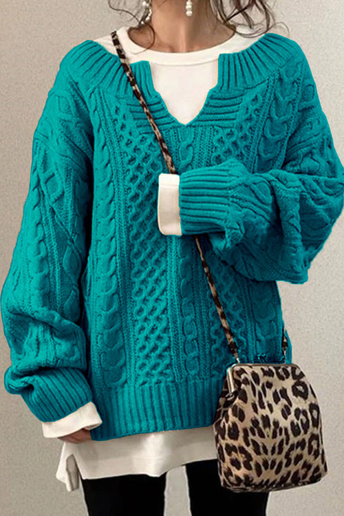 Velova™ | Lässiger Pullover mit langen Ärmeln und V-Ausschnitt, einfarbig