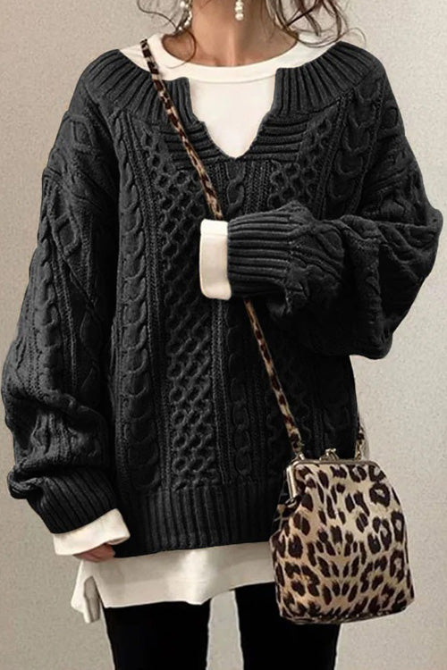 Velova™ | Lässiger Pullover mit langen Ärmeln und V-Ausschnitt, einfarbig