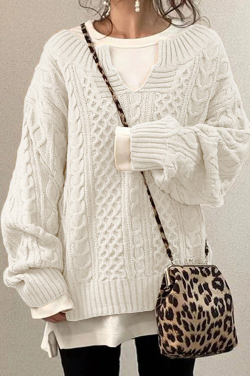 Velova™ | Lässiger Pullover mit langen Ärmeln und V-Ausschnitt, einfarbig