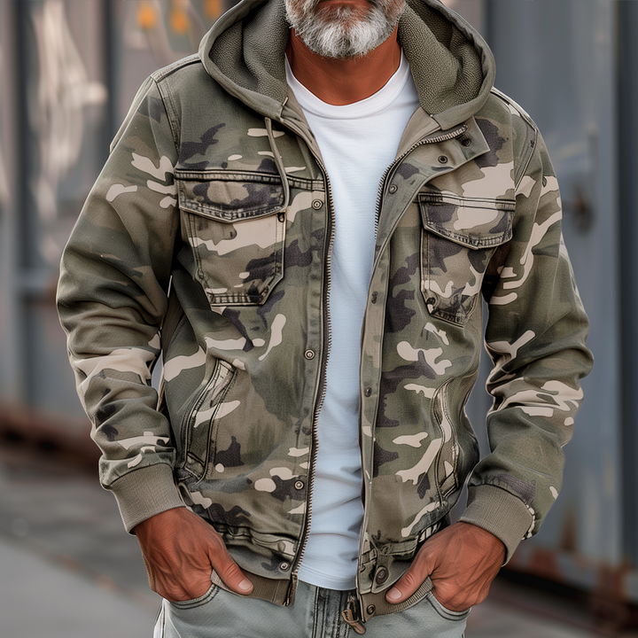 Norvix™ | Cargo-Jacke Camouflage mit Kapuze und vielseitigen Taschen