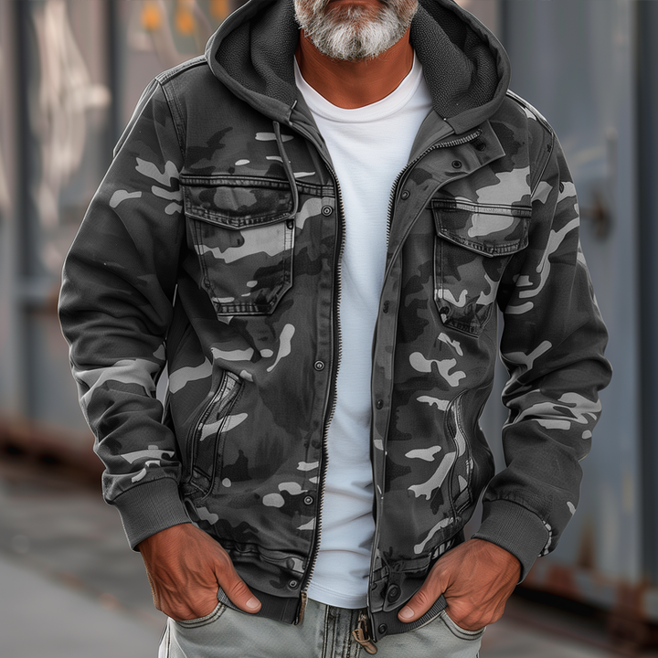 Norvix™ | Cargo-Jacke Camouflage mit Kapuze und vielseitigen Taschen