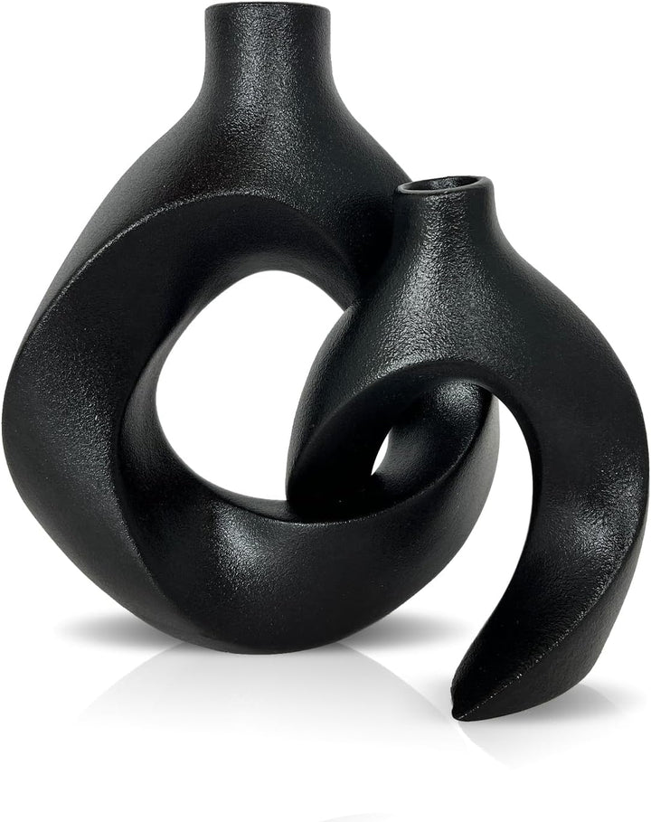 Set of 2 black ceramic vases