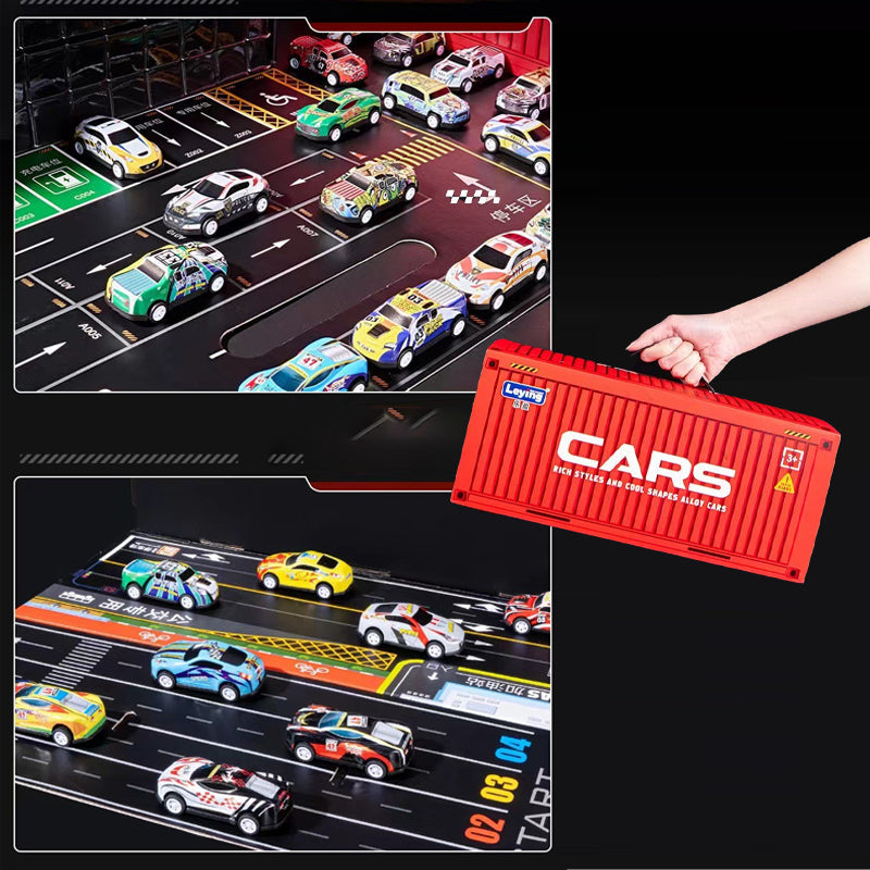 🎅 Christmas Sale -50% 🎁 48 mini race cars with integrated garage!