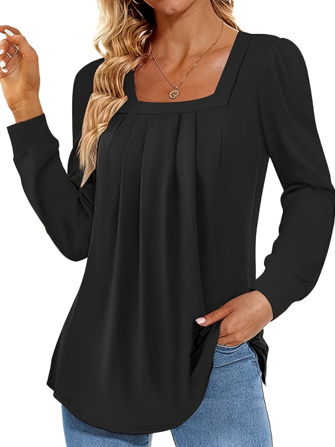 Cryova™ | Elegante Bluse mit Quadrat-Ausschnitt und Falten