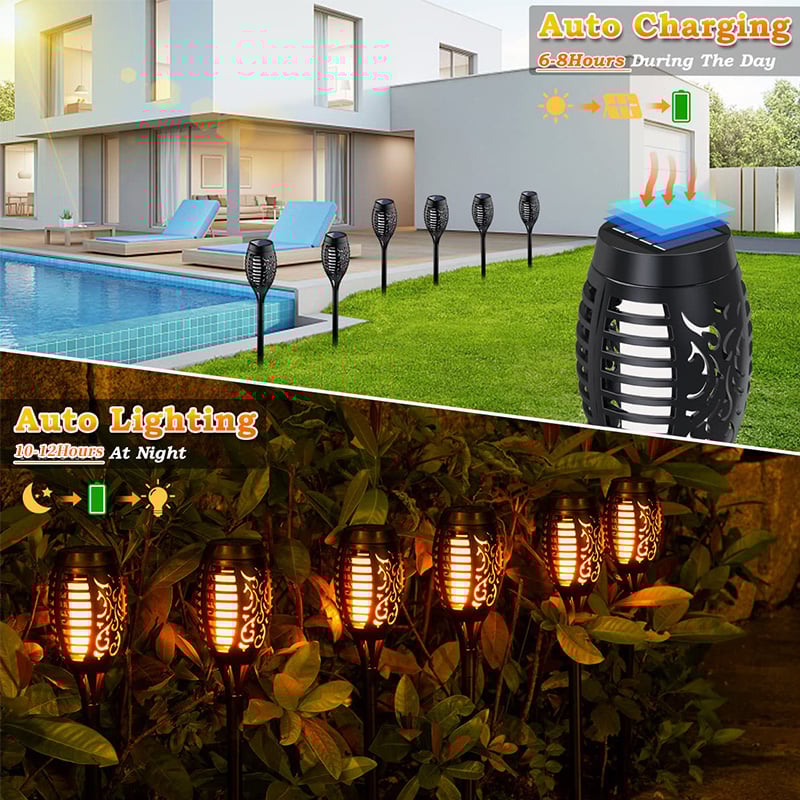 🔥Solar Lights 2025 – Outdoor Lighting with Flickering Flame Effect