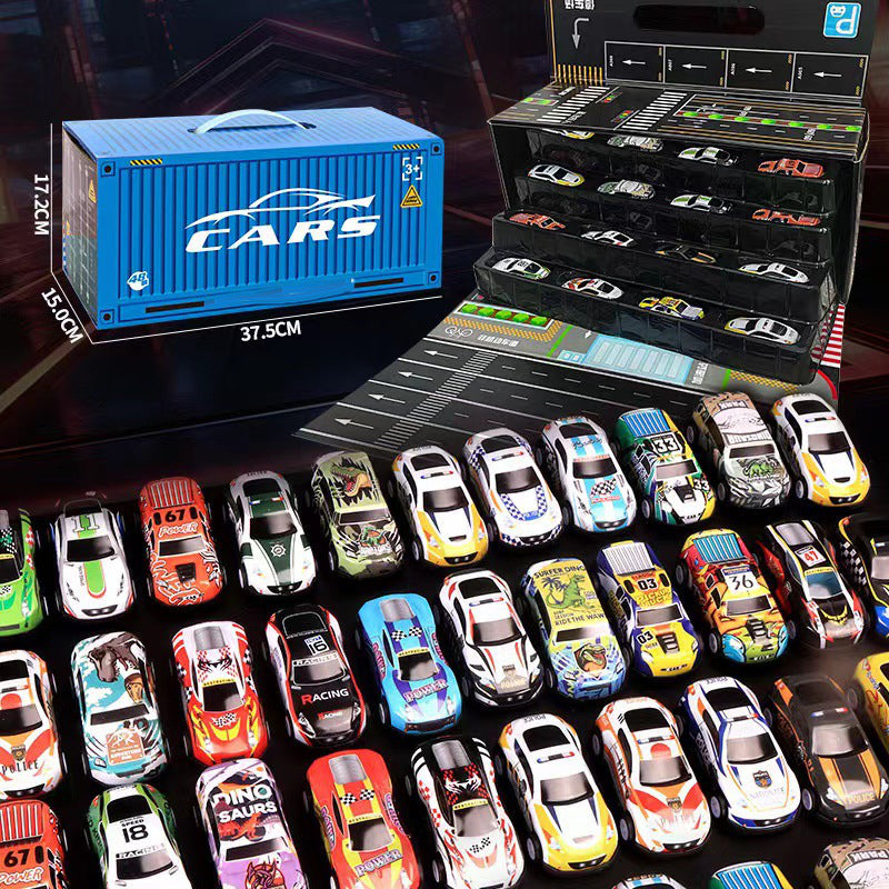 🎅 Christmas Sale -50% 🎁 48 mini race cars with integrated garage!