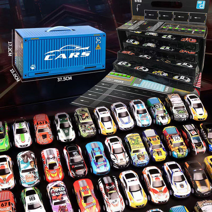 🎅 Christmas Sale -50% 🎁 48 mini race cars with integrated garage!