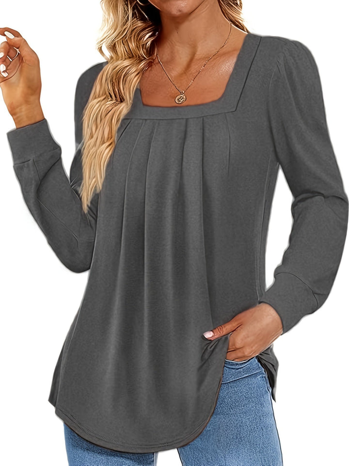 Cryova™ | Elegante Bluse mit Quadrat-Ausschnitt und Falten