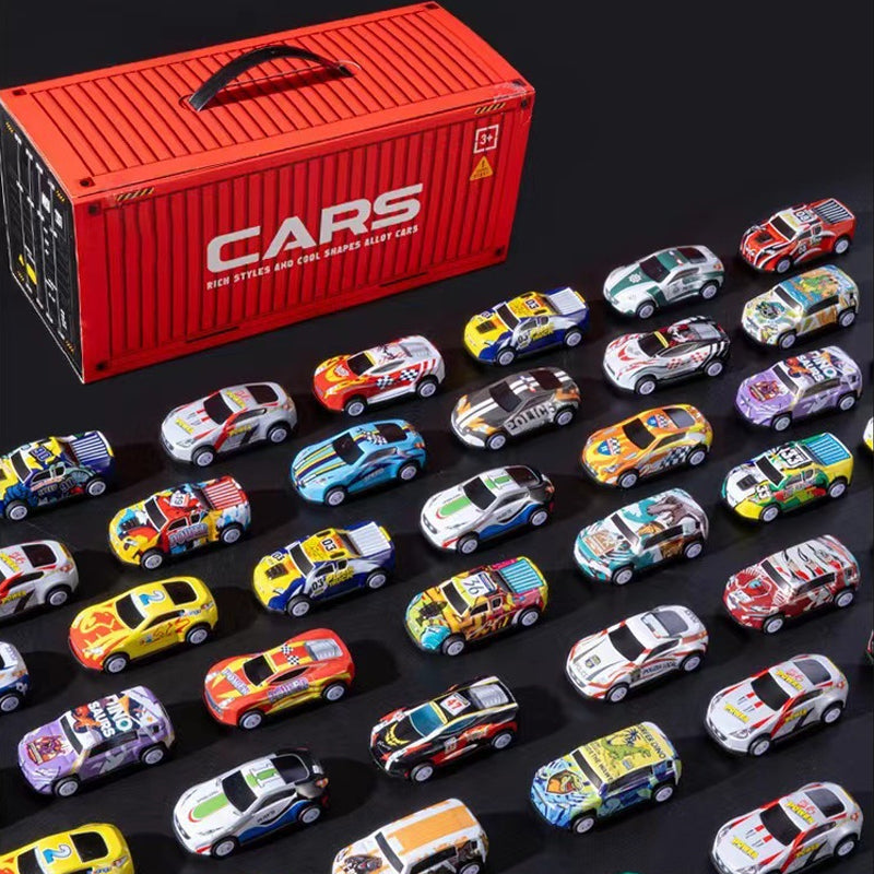 🎅 Christmas Sale -50% 🎁 48 mini race cars with integrated garage!