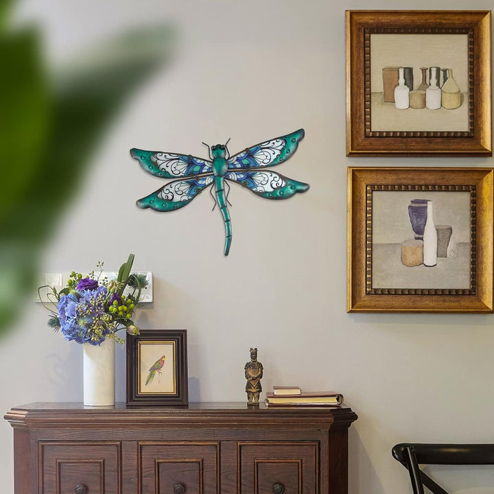 Green Metal Dragonfly Wall Decoration