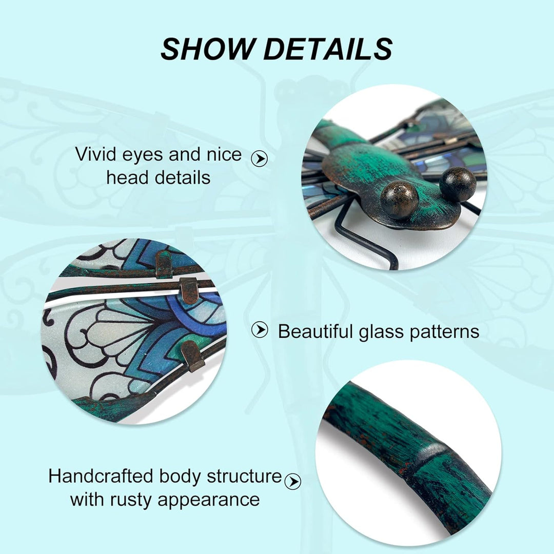 Green Metal Dragonfly Wall Decoration