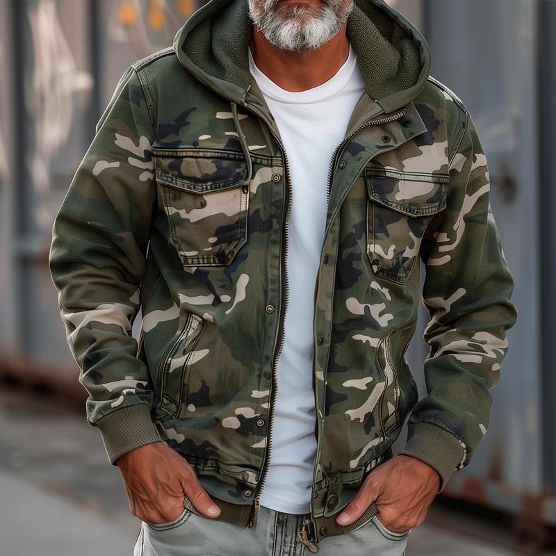 Norvix™ | Cargo-Jacke Camouflage mit Kapuze und vielseitigen Taschen